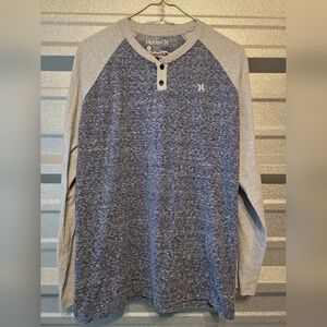 Hurley Men's Heathered Blue and Gray Long Sleeve Tee